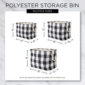 DII Buffalo Check Storage Collection Collapsible Bin with Handles, Medium Rectangle, 16x10x12, Red & Black