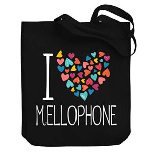 teeburon i love mellophone colorful hearts canvas tote bag 10.5″ x 16″ x 4″