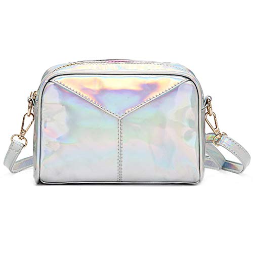 Gabrine Women Girls Casual Holographic Shoulder Bag Crossbody Handbag Clutch Purse for Wedding Banquet Party