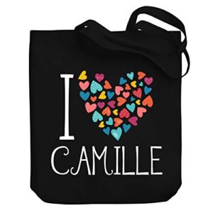 teeburon i love camille colorful hearts canvas tote bag 10.5″ x 16″ x 4″