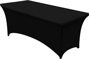 utopia kitchen spandex tablecloth 1 pack [8ft, black] tight, fitted, washable and wrinkle resistant stretch rectangular patio table cover for event, wedding & parties [96lx30wx30h inch]