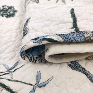 Brandream American Country Quilted Throw Blanket Cotton Birds Printing Throw Quilt 47 X 60 Inch, Beige