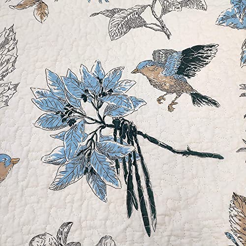 Brandream American Country Quilted Throw Blanket Cotton Birds Printing Throw Quilt 47 X 60 Inch, Beige