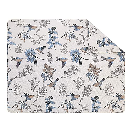 Brandream American Country Quilted Throw Blanket Cotton Birds Printing Throw Quilt 47 X 60 Inch, Beige