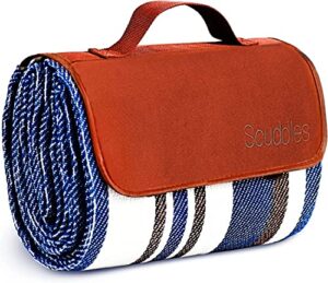 scuddles sc-cm-01 extra large picnic & outdoor dual layers for outdoor water-resistant handy mat tote spring summer camping blanket for the beach