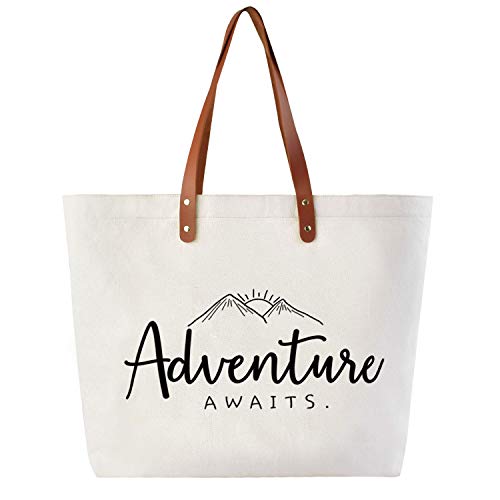 CARAKNOTS Adventure Awaits Bride Gifts Bridal Shower Gifts for Bride Bag Wedding Engagement Bachelorette Party Farewell Graduation Gifts Friends Gfits for Women Shoulder Bag with Inner Pocket Canvas