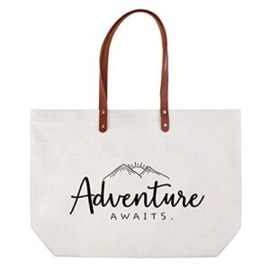 CARAKNOTS Adventure Awaits Bride Gifts Bridal Shower Gifts for Bride Bag Wedding Engagement Bachelorette Party Farewell Graduation Gifts Friends Gfits for Women Shoulder Bag with Inner Pocket Canvas