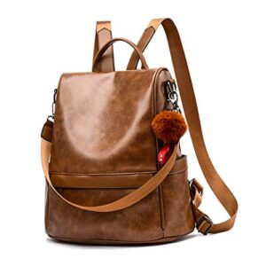 cheruty women backpack purse pu leather anti-theft casual shoulder bag fashion ladies satchel bags(tan)