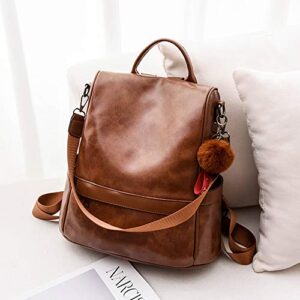 CHERUTY Women Backpack Purse PU Leather Anti-theft Casual Shoulder Bag Fashion Ladies Satchel Bags(Tan)