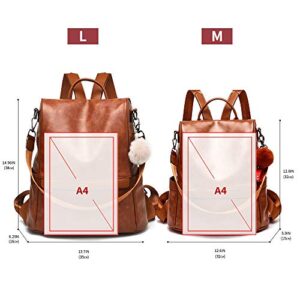 CHERUTY Women Backpack Purse PU Leather Anti-theft Casual Shoulder Bag Fashion Ladies Satchel Bags(Tan)