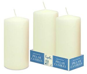 hyoola ivory pillar candles 4×8 inch – unscented pillar candles – 2-pack – european made