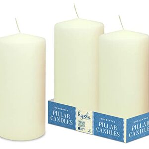 HYOOLA Ivory Pillar Candles 4x8 Inch - Unscented Pillar Candles - 2-Pack - European Made