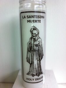 holy death (santa muerte) 7 day white unscented candle in glass