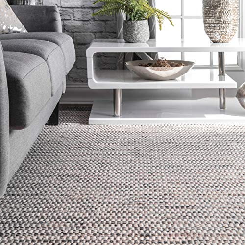 nuLOOM Jenson Braided Tassel Wool Area Rug, 6 ft x 9 ft, Grey