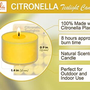 Tealight Citronella Candles Outdoor - 8 Hour Burn Time - Indoor and Outdoor Mosquito, Insect and Bug Repellent Citronella Candle - Natural Fresh Scent – Decorative in Clear Cup - 40 Pack