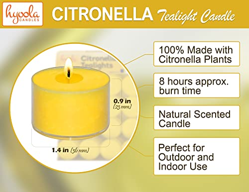 Tealight Citronella Candles Outdoor - 8 Hour Burn Time - Indoor and Outdoor Mosquito, Insect and Bug Repellent Citronella Candle - Natural Fresh Scent – Decorative in Clear Cup - 40 Pack