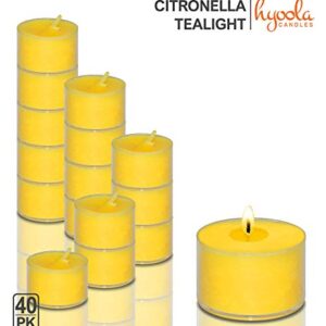 Tealight Citronella Candles Outdoor - 8 Hour Burn Time - Indoor and Outdoor Mosquito, Insect and Bug Repellent Citronella Candle - Natural Fresh Scent – Decorative in Clear Cup - 40 Pack