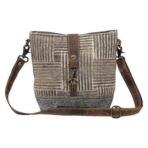 Myra Bag Goodweave Upcycled Canvas & Cowhide Leather Shoulder Bag S-1573