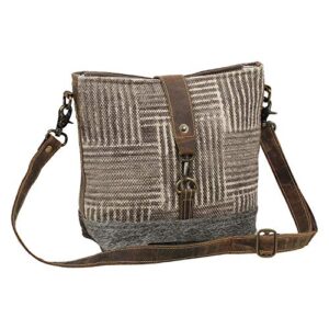 Myra Bag Goodweave Upcycled Canvas & Cowhide Leather Shoulder Bag S-1573