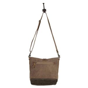 Myra Bag Goodweave Upcycled Canvas & Cowhide Leather Shoulder Bag S-1573