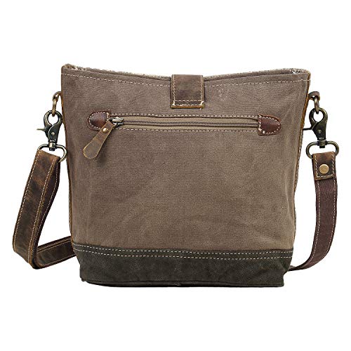 Myra Bag Goodweave Upcycled Canvas & Cowhide Leather Shoulder Bag S-1573