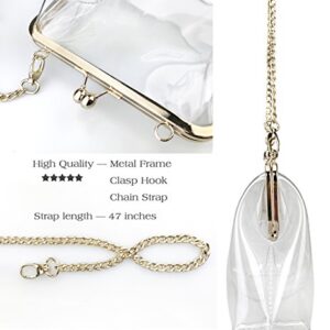 HOXIS Clear Transparent PVC Kiss Lock Chain Cross Body Bag Womens Clutch