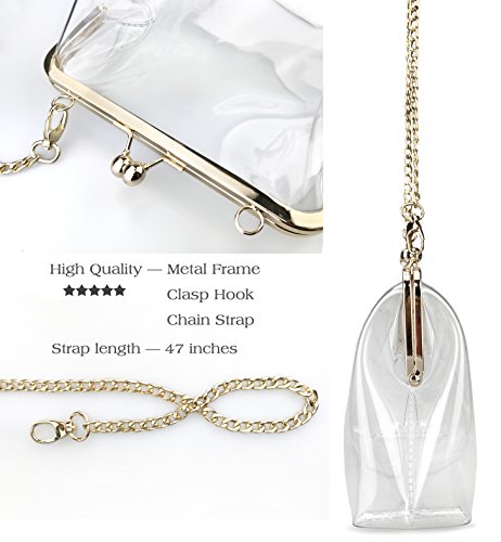 HOXIS Clear Transparent PVC Kiss Lock Chain Cross Body Bag Womens Clutch