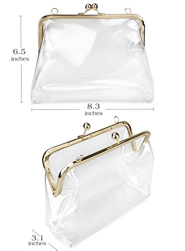 HOXIS Clear Transparent PVC Kiss Lock Chain Cross Body Bag Womens Clutch