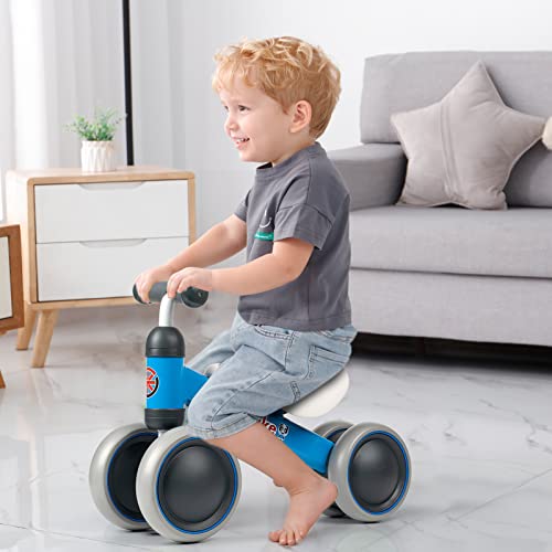 Baby Balance Bikes for 1 Year Old Boys Girls, Toddler Bike 10-24 Months Baby Riding Toys with 4 Wheels, No Pedal Anti-Drop Baby Walker Bicycle, Baby's First Bike First Birthday Gift Christmas