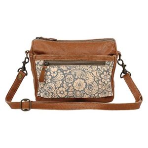myra bag peach n’ bleach upcycled canvas & leather crossbody bag s-1569