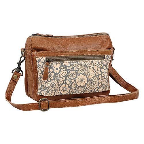 Myra Bag Peach n' Bleach Upcycled Canvas & Leather Crossbody Bag S-1569