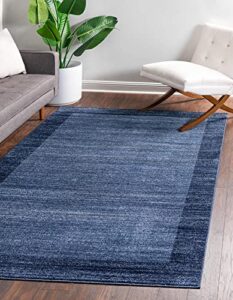 unique loom del mar collection area rug-transitional inspired with modern contemporary design, 3′ 3 x 5′ 3 rectangular, navy blue/beige