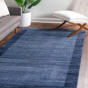 Unique Loom Del Mar Collection Area Rug-Transitional Inspired with Modern Contemporary Design, 3' 3 x 5' 3 Rectangular, Navy Blue/Beige