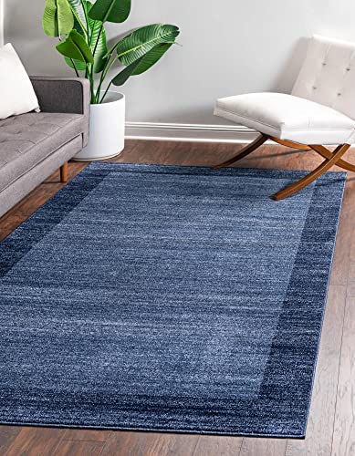 Unique Loom Del Mar Collection Area Rug-Transitional Inspired with Modern Contemporary Design, 3' 3 x 5' 3 Rectangular, Navy Blue/Beige