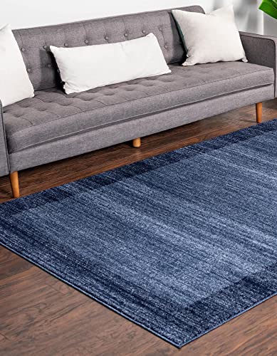 Unique Loom Del Mar Collection Area Rug-Transitional Inspired with Modern Contemporary Design, 3' 3 x 5' 3 Rectangular, Navy Blue/Beige