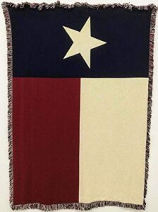 texas state flag blanket – gift soft tapestry throw woven from cotton – made in the usa (69×48)