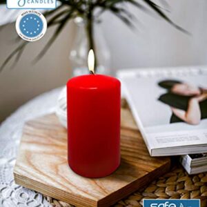 Hyoola Red Pillar Candles 2x3 Inch - Unscented Pillar Candles - Set of 4 - European Made