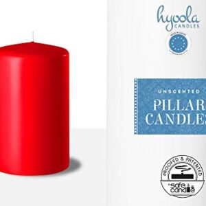Hyoola Red Pillar Candles 2x3 Inch - Unscented Pillar Candles - Set of 4 - European Made
