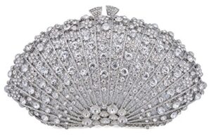 mossmon crystal clutch women luxury rhinestone evening bag (silver)