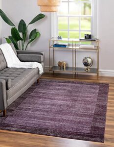 unique loom del mar collection area rug-transitional inspired with modern contemporary design, 3′ 3 x 5′ 3 rectangular, violet/ivory