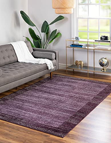 Unique Loom Del Mar Collection Area Rug-Transitional Inspired with Modern Contemporary Design, 3' 3 x 5' 3 Rectangular, Violet/Ivory