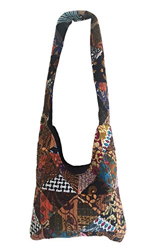 Oma® Boho Hippy Quilted Cross Body Shoulder Bag Purse Multi Color Heavy Duty Cotton - OMA FEDERAL (TM) BRAND