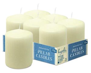 hyoola ivory pillar candles 3×4 inch – unscented pillar candles – 6-pack – european made