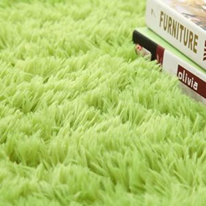 Ultra Soft Round Shaped Bedroom Carpet,Decorative Living Room Shaggy Area Rug,Fluffy Playing and Yoga Mat with Anti-Slip Bottom (Lime Green,47")