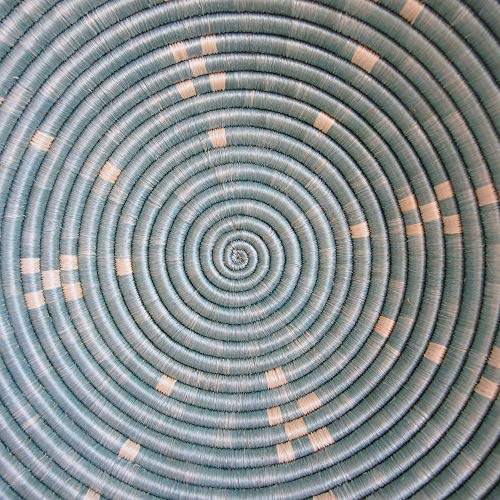 16" X-Large African Basket- Munini/Rwanda Basket/Woven Bowl/Sisal & Sweetgrass Basket/Blue, White