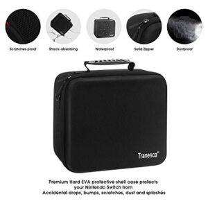 Tranesca Protective Portable Hard Shell carrying case compatible with Nintendo Switch Console and Accessories ( Holds 21 Game Cartridge and comes with bonus screen protector )