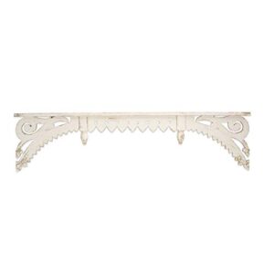 diva at home 48″ white distress finish vintage-inspired decorative wall mounted shelf