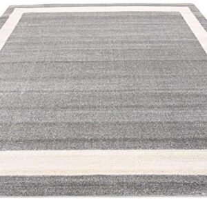 Unique Loom Del Mar Collection Area Rug-Transitional Inspired with Modern Contemporary Design, Square 8' 0" x 8' 0", Gray/Ivory