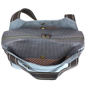 CHALA Handbag Bowling Zip Tote- Indigo (Teal Paw)