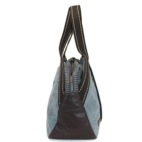 CHALA Handbag Bowling Zip Tote- Indigo (Teal Paw)